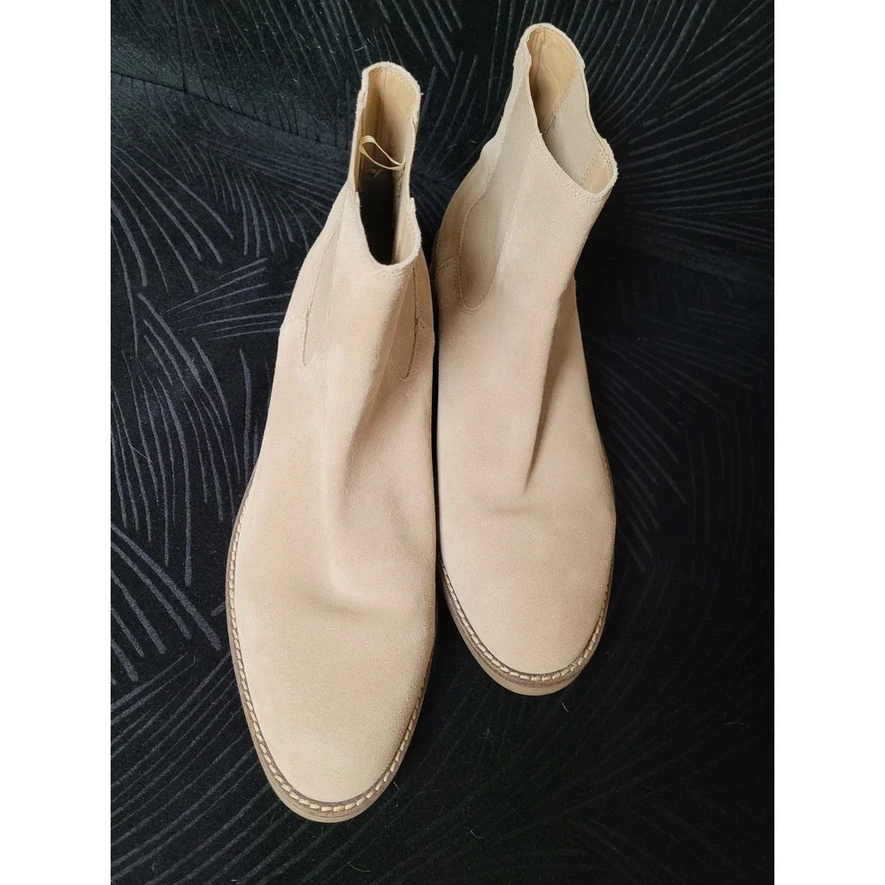 Zara Man Suede Chelsea Boots Sand Beige Ankle Size 11 Mens Excellent Condition